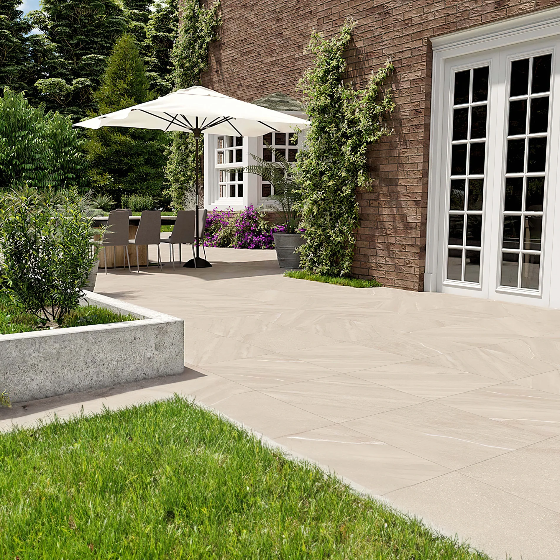 CLEARANCE Blue / Grey / Beige Porcelain Paving 600x900x20mm (Britstone Ocean, Grey, Sand) - Image 5