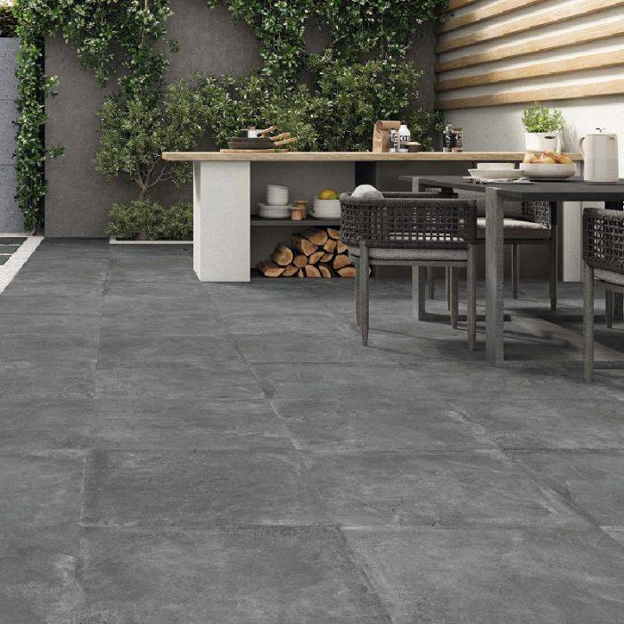 CLEARANCE Dark Grey Porcelain Paving 600x600x20mm (Priorat Graphite)