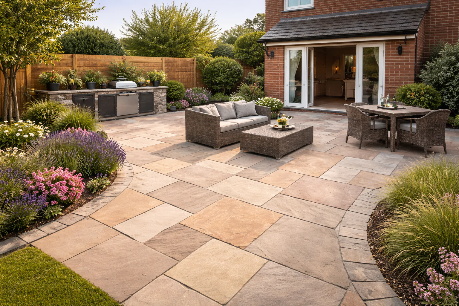 Green / Beige Sandstone Paving 20mm (Elite Raj Green) - Image 2