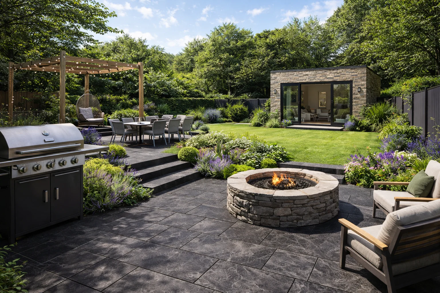Black Porcelain Paving 600x900x20mm / 600x1200x20mm (Rosa Fantasy) - Image 3